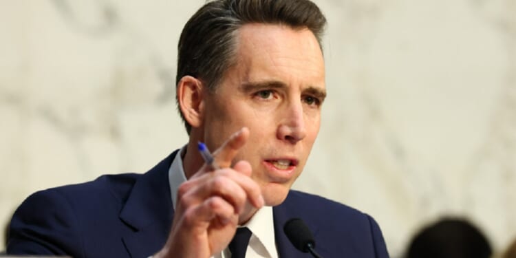 Missouri Sen. Josh Hawley, pictured in a file photo from a February Senate hearing.