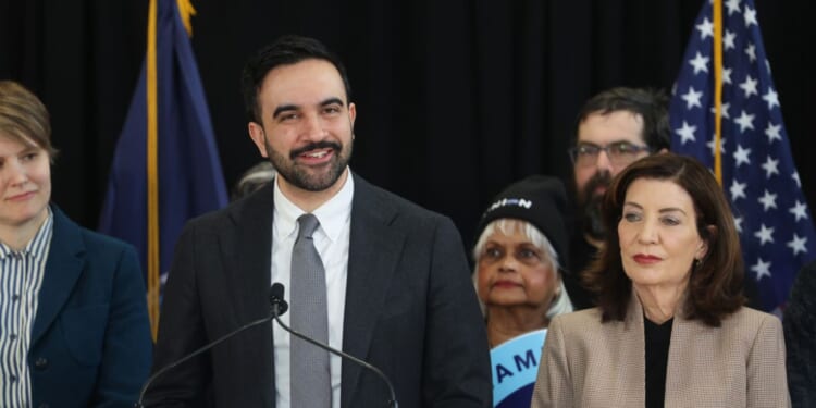 New York City Mayor Zohran Mamdani is joined by New York Gov. Kathy Hochul at an event in Brooklyn to support more housing construction in New York City on Feb. 10, 2026, in New York City.
