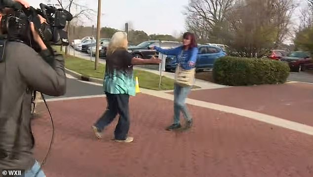 Michelle Hundley Smith, now 62, had an emotional reunion with her daughter, Amanda, outside the Rockingham County district courthouse on Thursday