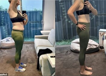 Jodie Snell, from the Gold Coast, says a protein shake containing 30g of protein, plus vitamins and collagen peptides, helped her lose her 'spare tyre' without weight loss jabs or working out