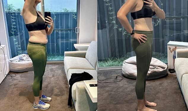 Jodie Snell, from the Gold Coast, says a protein shake containing 30g of protein, plus vitamins and collagen peptides, helped her lose her 'spare tyre' without weight loss jabs or working out