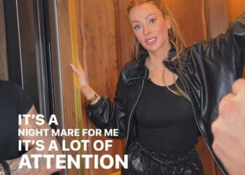 Olivia Attwood has joked she's had a 'nightmare' day as she returned to work hours after pictures emerged that showed her kissing Pete Wicks