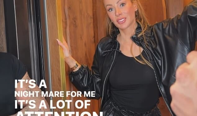 Olivia Attwood has joked she's had a 'nightmare' day as she returned to work hours after pictures emerged that showed her kissing Pete Wicks