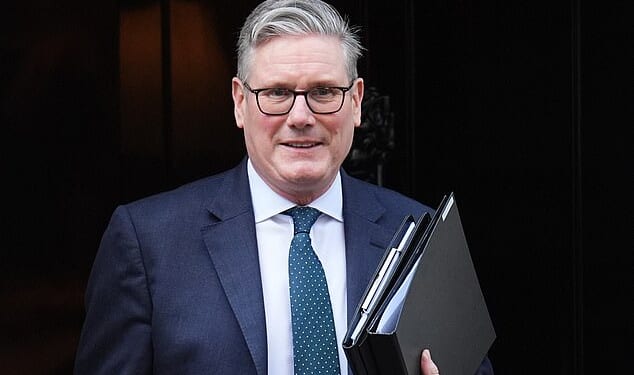 The Ministry of Defence has released footage of a Royal Air Force jet shooting down an Iranian drone in the wake of Donald Trump's lambasting of Keir Starmer (pictured leaving 10 Downing Street on Monday)