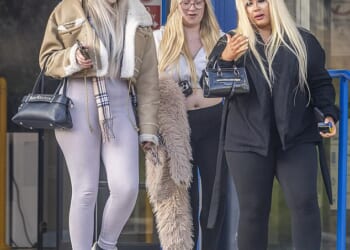 Kera McKeown (right) and Larisa Sumovskaja (left), both 19, with their friend Jasmine Orchard (centre), left a 'trail of destruction' at the Trouville Hotel in Bournemouth, Dorset