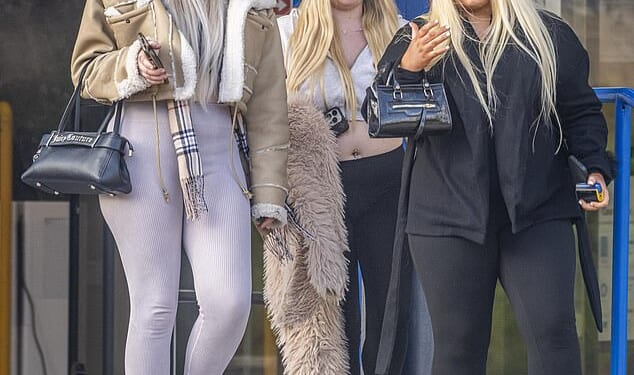 Kera McKeown (right) and Larisa Sumovskaja (left), both 19, with their friend Jasmine Orchard (centre), left a 'trail of destruction' at the Trouville Hotel in Bournemouth, Dorset