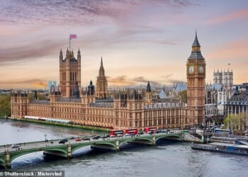 The partner of a Labour MP has reportedly been arrested on suspicion of spying for China along with two others. Pictured: Houses of Parliament in London