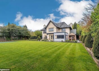 This five-bed property in Hale, Greater Manchester, boasts an expansive garden