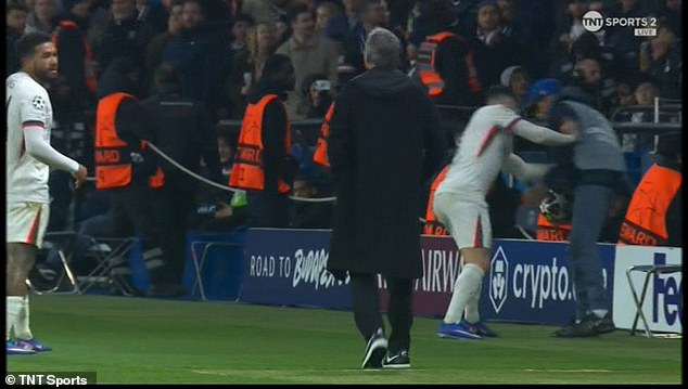 Pedro Neto clashed with a ball boy during the latter stages of Chelsea's 5-2 defeat by PSG