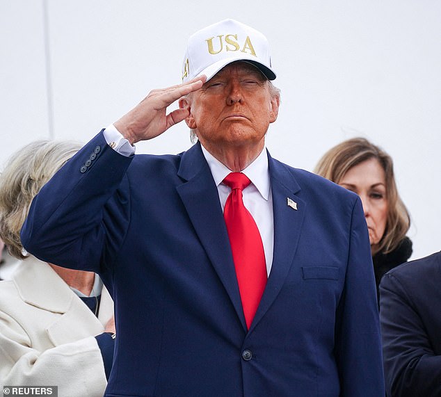 President Donald Trump saluted the six fallen soldiers as they were given their dignified transfer at Dover Air Force Base in Delaware