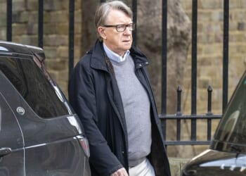 Lord Mandelson pictured outside his London home on March 1