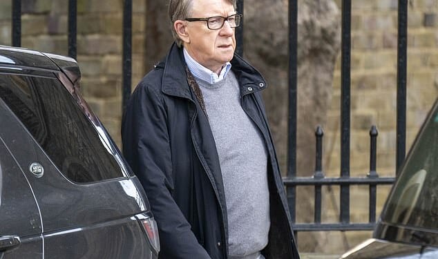 Lord Mandelson pictured outside his London home on March 1