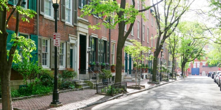 The residential streets of Philadelphia captured during the day on April 23, 2024.