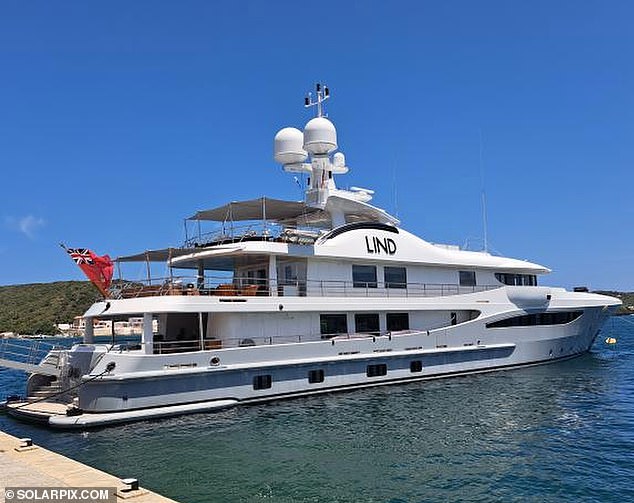 The superyacht identified as Lind was moored at the port of Palma, Majorca on Sunday