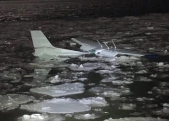Plane crashes into Hudson River during emergency landing as pilot and passenger swim through icy waters to safety