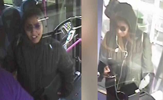Two CCTV stills show Vitoria stepped onto the number 87 bus on Boundary Road in Wivenhoe, Colchester, just after 1pm and got off 30 minutes later at Bellfield Avenue, Brightlingsea