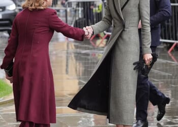 The Prince and Princess of Wales arrive for the start of the ceremony today
