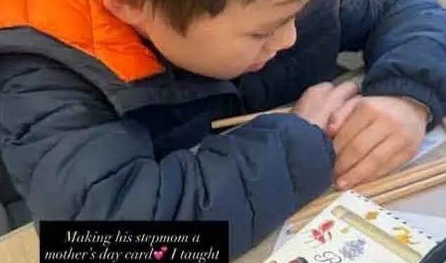 Dara Huang, the ex-fiancée of Edoardo Mapelli Mozzi , shared a video of their son Christopher 'Wolfie' Woolf Mapelli Mozzi, as he worked on a sweet Mother's Day card for Beatrice, 37