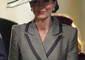 The Princess of Wales put on a stunning display in a new £2,850 Washington Prince of Wales check Cashmere Coat from Suzannah London as she attended the installation of Dame Sarah Mullally as Archbishop of Canterbury at Canterbury Cathedral in Kent today