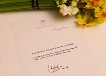 The Princess of Wales, 44, has told patients and staff at The Royal Marsden hospital in London that 'I am thinking of you all'