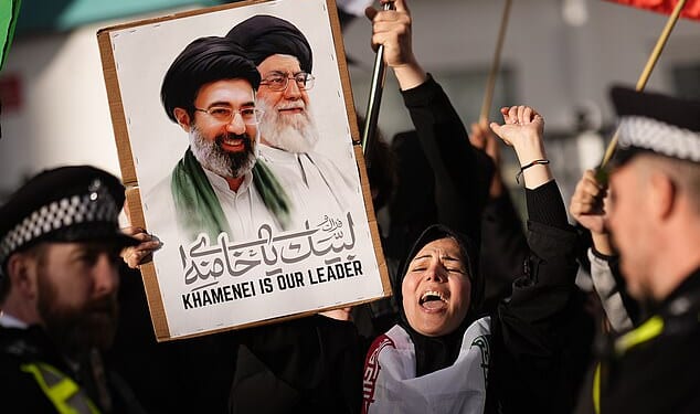 People attend a memorial event outside the Islamic Centre of England in London, for Ayatollah Ali Khamenei, who died in US strikes on Iran last month