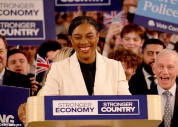 Conservative leader Kemi Badenoch today assembled a throng of supporters for her party's local elections push
