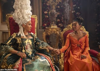 Pictured: Golda Rosheuvel as Queen Charlotte and Adjoa Andoh as Lady Danbury