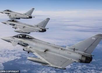 A Royal Air Force typhoon has shot down an Iranian drone which was headed to Qatar