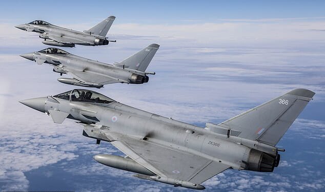 A Royal Air Force typhoon has shot down an Iranian drone which was headed to Qatar