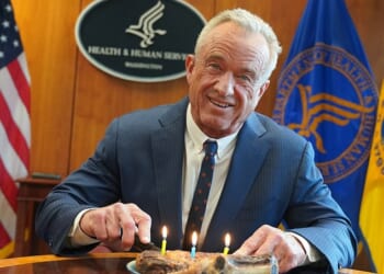 The Health and Human Services Secretary is famous for his meat-heavy diet. He is shown above enjoying a steak for his 72nd birthday in January this year