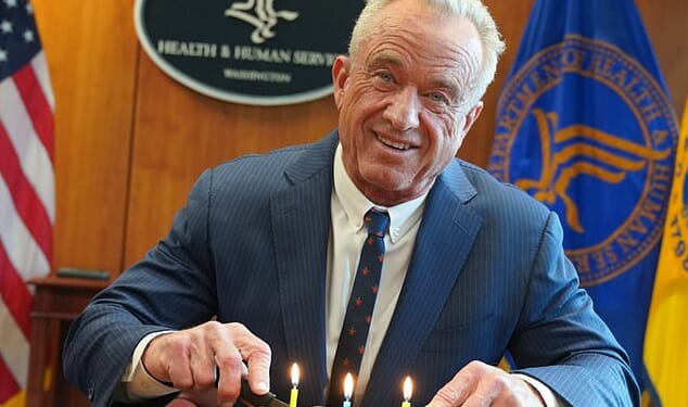 The Health and Human Services Secretary is famous for his meat-heavy diet. He is shown above enjoying a steak for his 72nd birthday in January this year