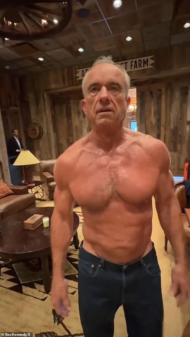 Robert F Kennedy Jr often posts photos of him working out in jeans