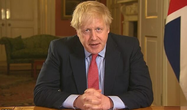 Then prime minister Boris Johnson addresses the nation from 10 Downing Street as he announces the start of the Covid-19 Lockdown on March 23, 2020