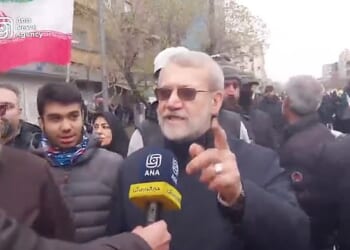 Ali Larijani appeared in a mass rally in Tehran on March 13 where he dismissed the latest Israeli-US attacks on the capital as being 'out of desperation'