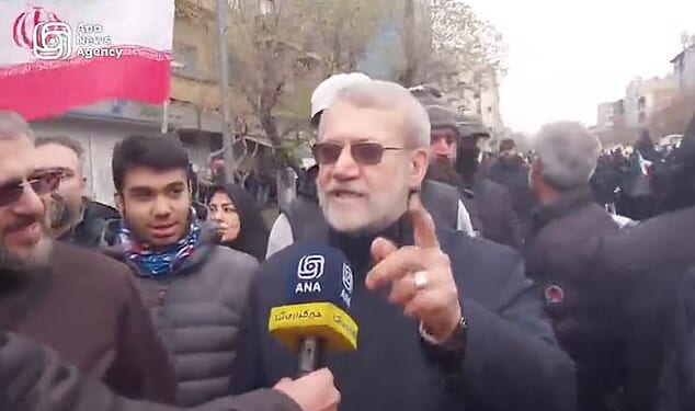 Ali Larijani appeared in a mass rally in Tehran on March 13 where he dismissed the latest Israeli-US attacks on the capital as being 'out of desperation'