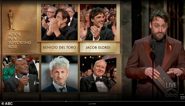 Penn beat Benicio del Toro, Jacob Elordi, Delroy Lindo and Stellan Skarsgard in the category