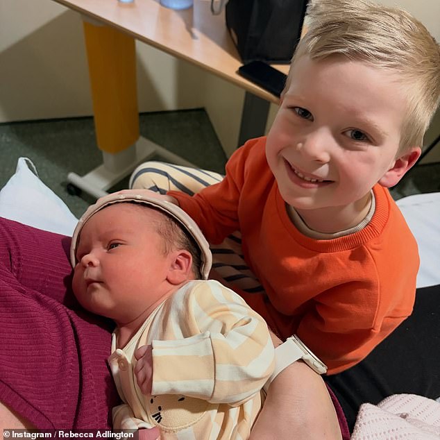 She also shared sweet snaps of her two children meeting their new baby sister, as she reflected on the 'rollercoaster' of little Thea's arrival
