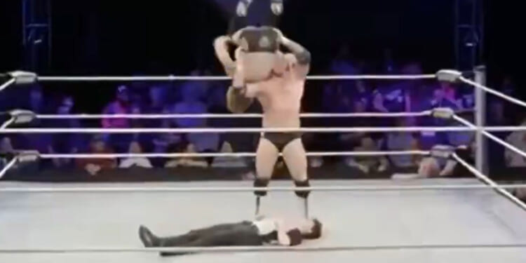 Referee suffers seizure in horror wrestling botch and is KICKED out the way before he is rushed to hospital