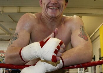 Ricky Hatton smiles during a press day at Betta Bodies Gym in Denton, Manchester, in 2007