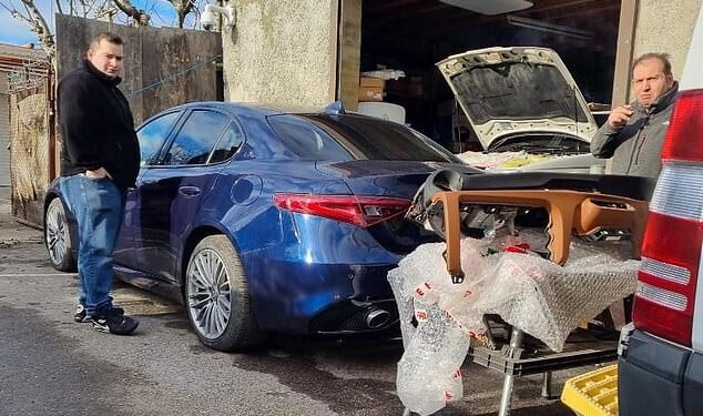 Massimo Palmieri and Rocco Grasso pictured in the lane. The pair were alleged to run an unlawful mechanic business, obstructing access