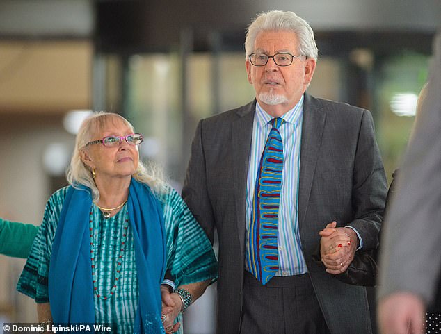 Rolf Harris leaves Southwark Crown Court, with his wife Alwen, after being found guilty of 12 sex charges involving four women in June 2020