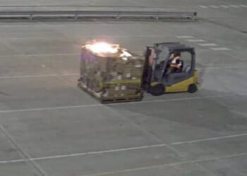 One package caught fire at a DHL depot near Birmingham on July 22, 2024