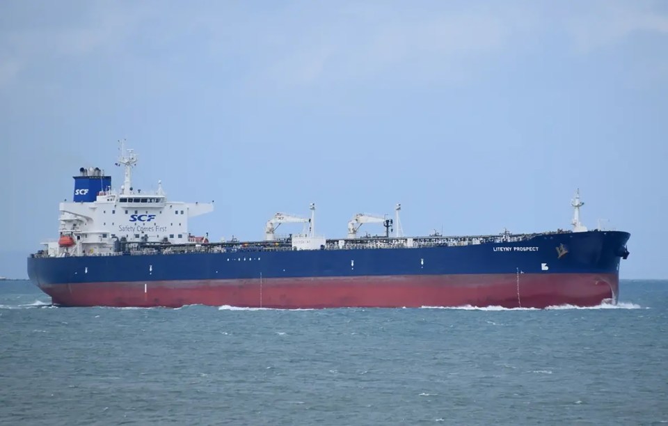 The oil tanker "LITEYNY PROSPECT" transporting Russian crude oil.