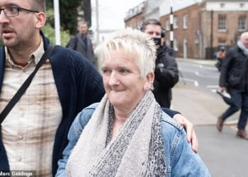 Amanda Wixon pictured arriving Gloucester Crown Court for sentencing after being found guilty in January of human slavery offences,