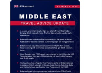 The UK government has confirmed that a second repatriation flight for British nationals has taken off from Oman