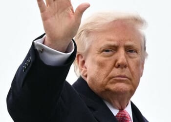 US President Donald Trump waved at onlookers before he travelled by Air Force One this weekend from Joint Base Andrews in Maryland to speak at the FII Priority Summit in Miami