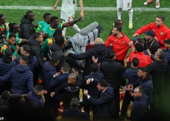 Players from Senegal and Morocco clashed after the penalty award before Senegal walked off