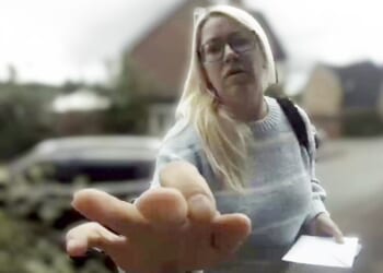 Monika Konopska, 43, knocked on the door of the victim's property and threatened to do 'serious damage to his life' - claiming she had spoken to his neighbours