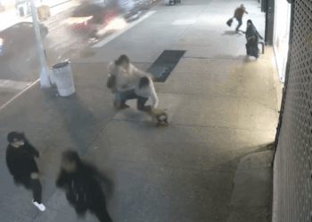 Shocking moment out-of-control car ploughs down busy street 'dragging cyclists' as one killed and four injured