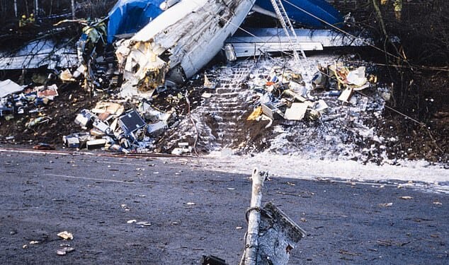 The British Midland Airways plane onto the M1 embankment at Kegworth on January 9, 1989
